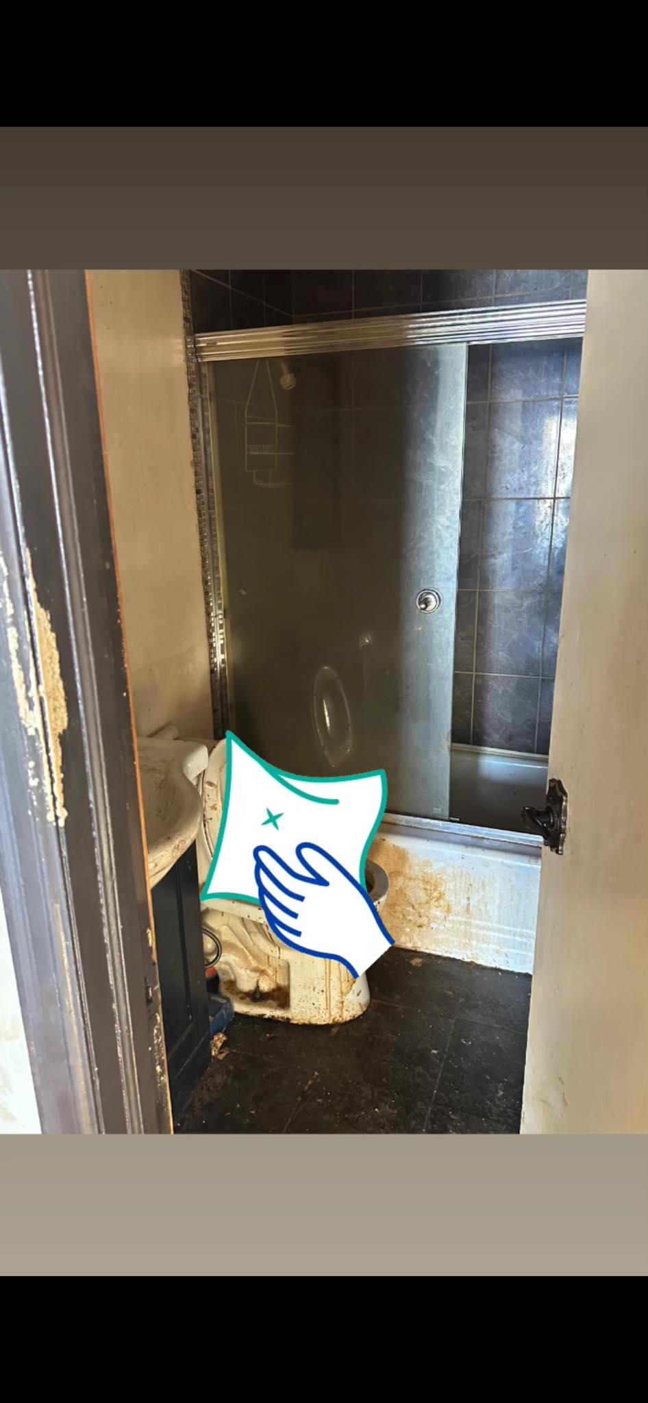 Bathroom before cleaning service with visible buildup around the tub area